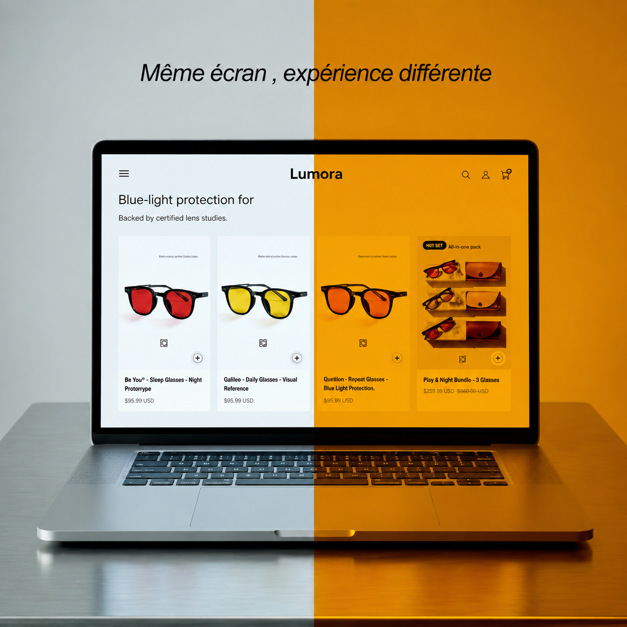 Lunettes Anti-Lumière Bleue ( 2 Lunettes : Jour & Nuit)