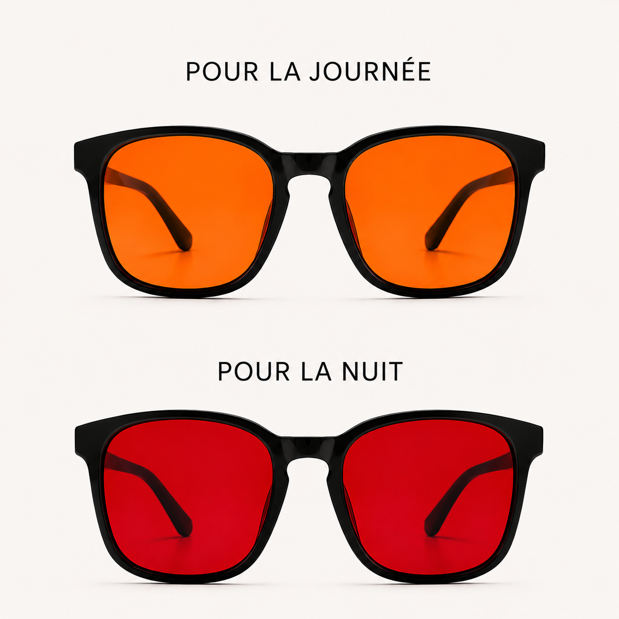 Lunettes Anti-Lumière Bleue ( 2 Lunettes : Jour & Nuit)