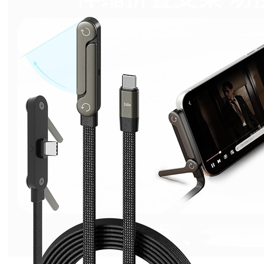 Câble de charge rapide 240W avec support téléphone pliable intégré