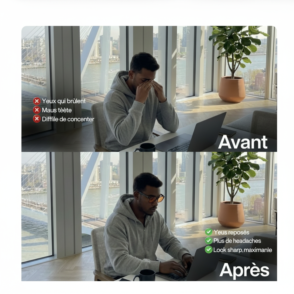 Avant Après - Lunettes Anti-Lumière Bleue