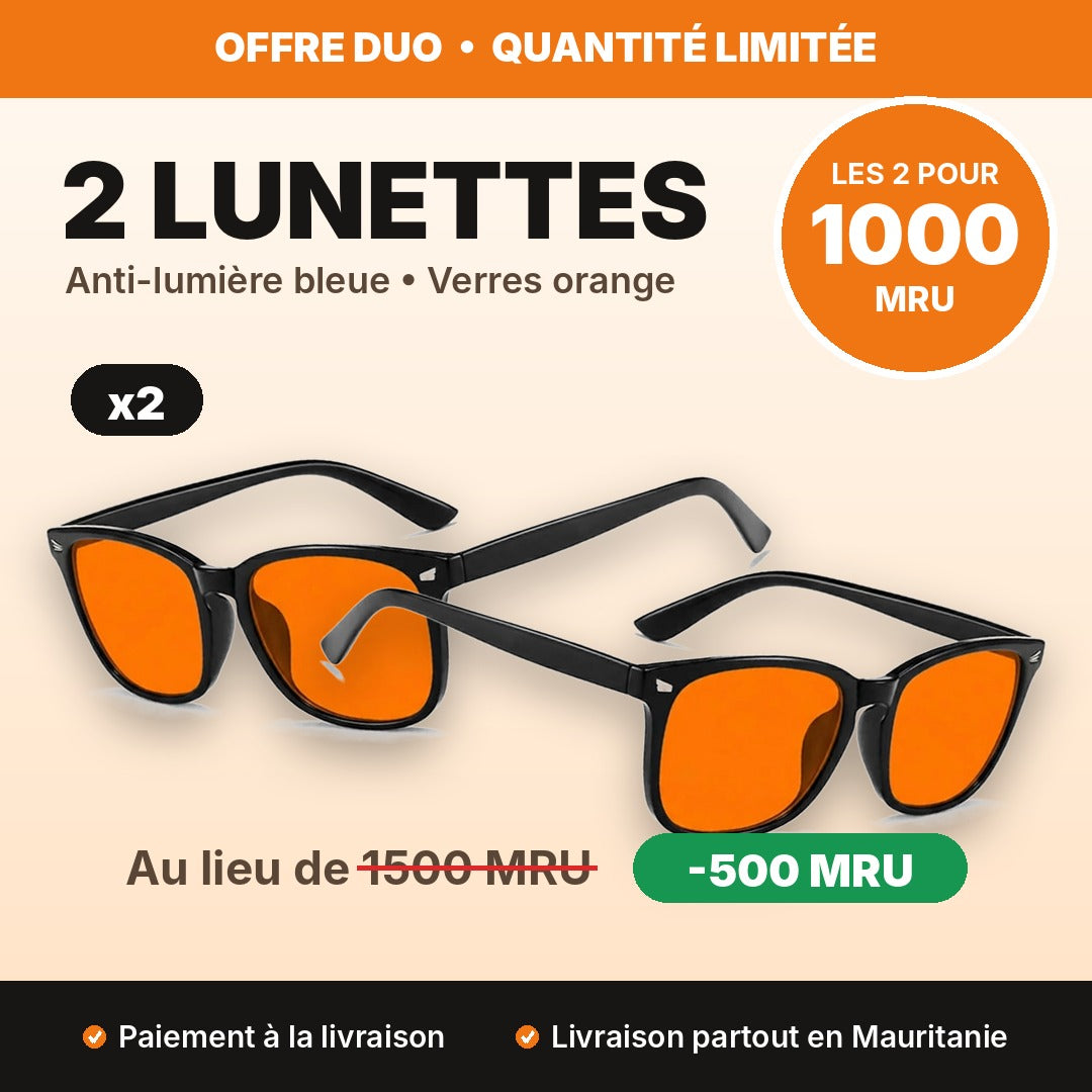 Lot de 2 Lunettes Anti-Lumière Bleue (Verres Orange)