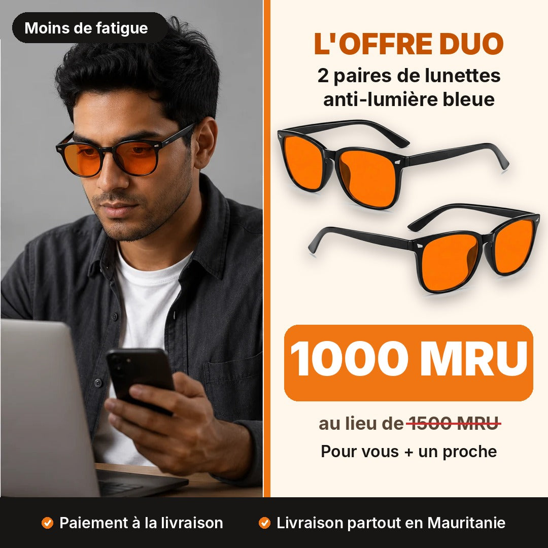 Lot de 2 Lunettes Anti-Lumière Bleue (Verres Orange)