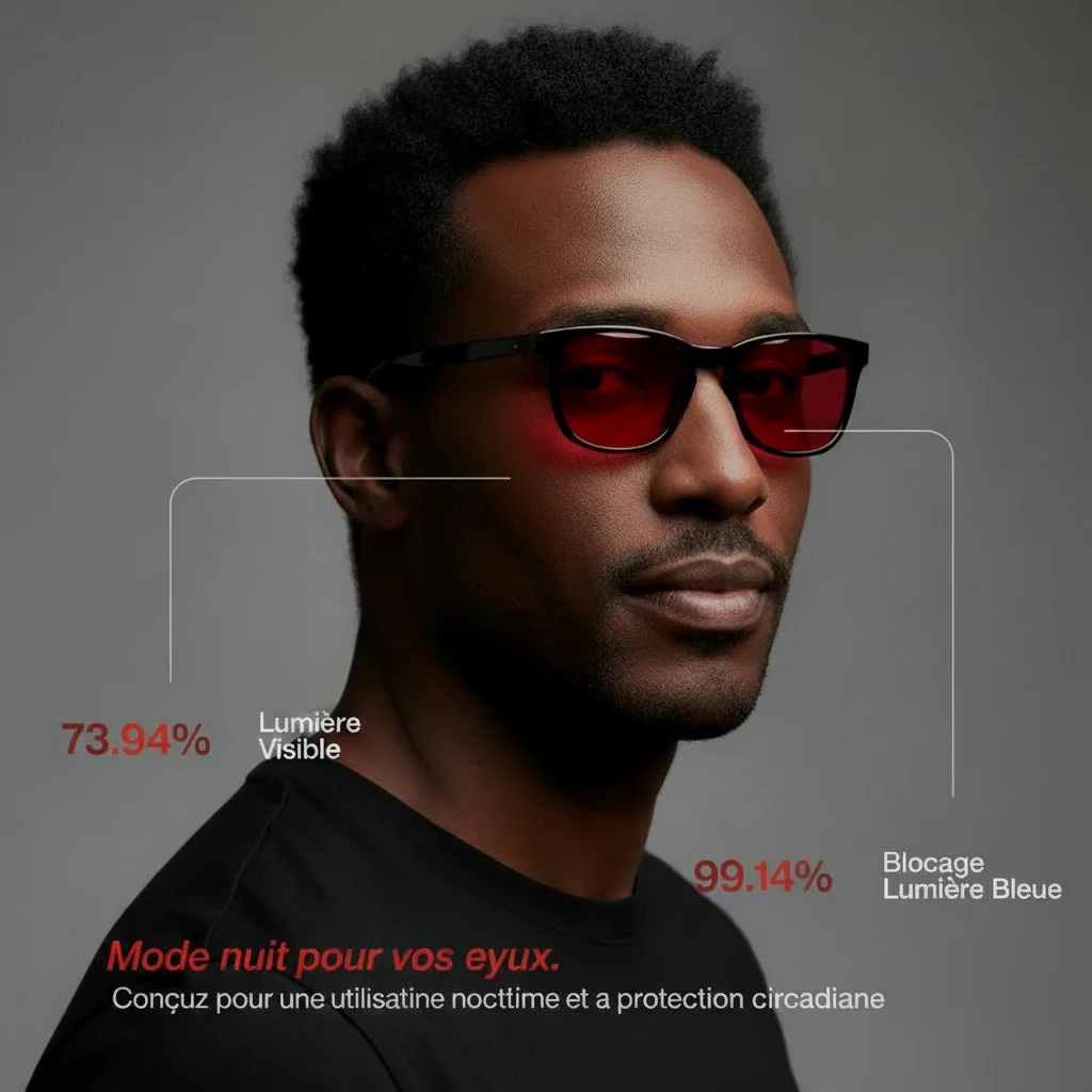 Lunettes Anti-Lumière Bleue ( 2 Lunettes : Jour & Nuit)